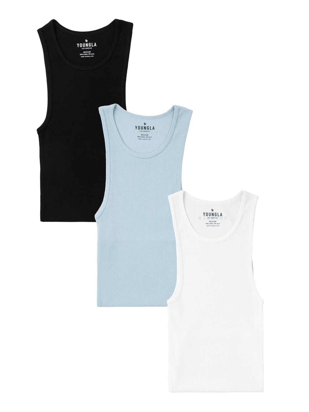 YoungLA 340 Wife Lovers Ribbed Tank Tops ESSENTIALS PACK Pack blue white black M